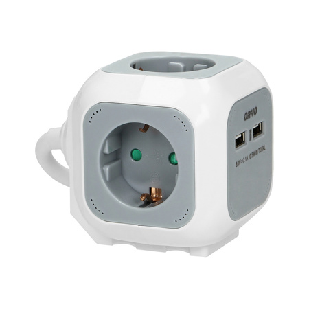 Przedłużacz 4-gniazda schuko ładowarka 2 x USB 1,4m Orno OR-AE-13144(GS)/L