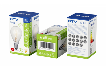 Żarówka LED FILAMENT SPIN 3,0W 165lm 2200K G45 E14 360st GTV LD-G45FLS3-22