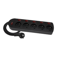 Przedłużacz z wyłacznikami 5-gniazd z/u czarny 1,5m OMY 3x1 Elgotech EPS-501,5W6-2