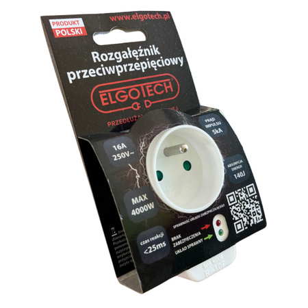 Rozgałęźnik przeciwpięciowy z uziemiem biały Elgotech R-10F