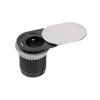 Gniazdo meblowe wpuszczane 1-gniazdo z/u 1xUSB 2,4A inox GTV AE-BPW1U1UCH-51