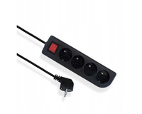 Przedłużacz z uziemieniem i wyłącznikiem czarny 4-gniazda z/u 3m OMY 3x1 Elgotech EPS-403W-2