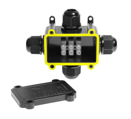 Puszka natynkowa hermetyczna czarna 3x1,5mm 16A IP68 Plastrol W-00405