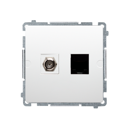 Gniazdo antenowe typu F + RJ45 białe Basic BMAFRJ45.01/11 Kontakt-Simon