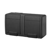 Gniazdo podwójne natynkowe hermetyczne IP55 antracyt Aquant 2K 5042-17