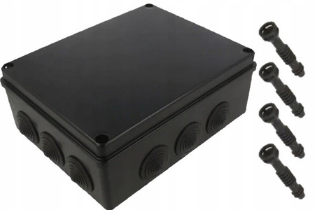 Puszka natynkowa hermetyczna czarna IP65 240 x 190 x 90mm Pawbol S-BOX 506C