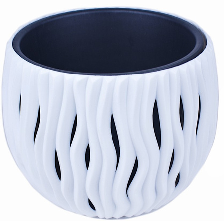 Doniczka ozdobna z wkładem biała Bowl Sandy DSK180-S449