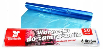 Woreczki na mrożonki ryby warzywa owoce pojemność 6 litrów 50szt Kuchcik