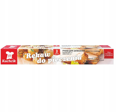 Rękaw do pieczenia przezroczysty z klipsami 300 cm x 29 cm Kuchcik
