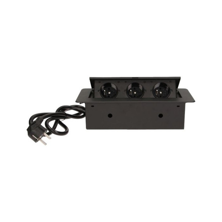 Gniazdo meblowe wpuszczane w blat 3x2P+Z czarne Orno OR-AE-1337/B 