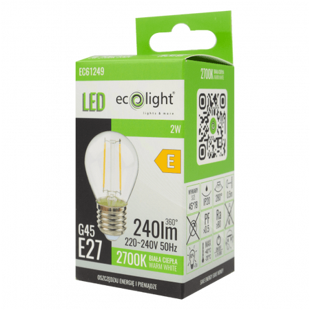 Żarówka LED filament 6W 720lm 2700K E27 Eco Ligrt EC61250 
