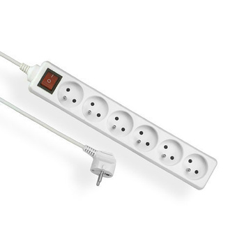 Przedłużacz z uziemieniem i wyłącznikiem 6-gniazd biały 5m OMY 3x1 Elgotech EPS-605W