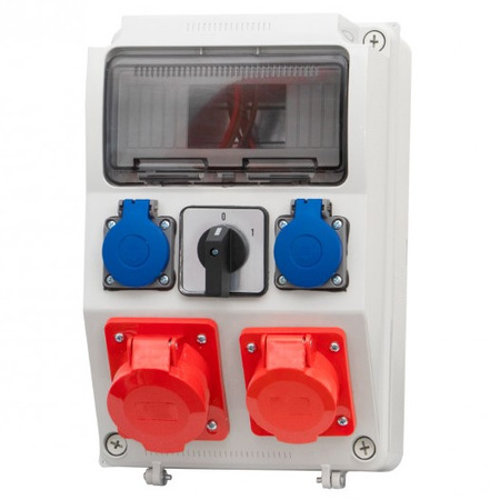 Rozdzielna budowlana CAJA 9-mod gniazda 2x32A 5p 2x230V 0/1 (32A) F-elektro F3.0248