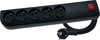 Przedłużacz przeciwprzepięciowy 5 gniazd 3m czarny Elgotech PSF3-503-2
