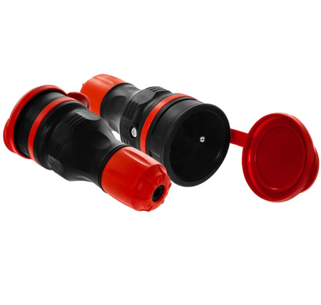 Gniazdo przenośne hermetyczne z klapką czarny-czerwony 16A 2P+Z 250V IP54 Plastrol W-97978