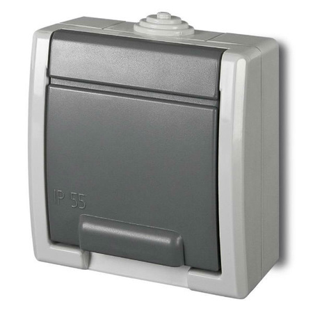 Gniazdo pojedyncze natynkowe hermetyczne szary IP55 AQUANT 1241-10 Elektro-Plast