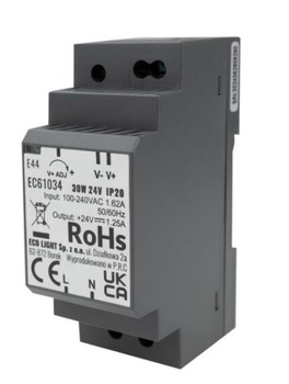 Zasilacz na szynę DIN 30W 24V IP20 PREMIUM Eco Light EC61034