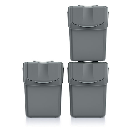 Zestaw koszy na smieci szary 3 x 20L Sortibox Keden ISWB20S3-405U