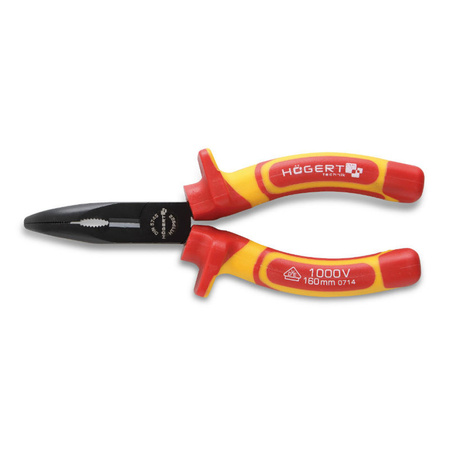 Szczypce wydłużone wygięte izolowane 160mm 1000V hogert HT1P922