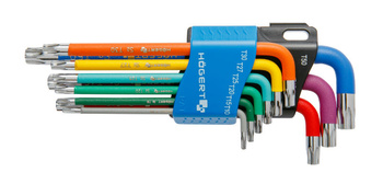 Zestaw kluczy TORX długie kodowane kolorystycznie 9 szt. Hogert HT1W817