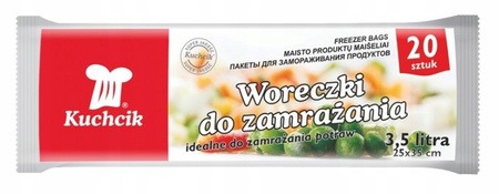 Worki na mrożonki przeźroczyste 3,5L 25x35cm 20szt Kuchcik 
