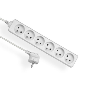 Przedłużacz z uziemieniem 6-gniazd biały 5m OMY 3x1 Elgotech EPS-605