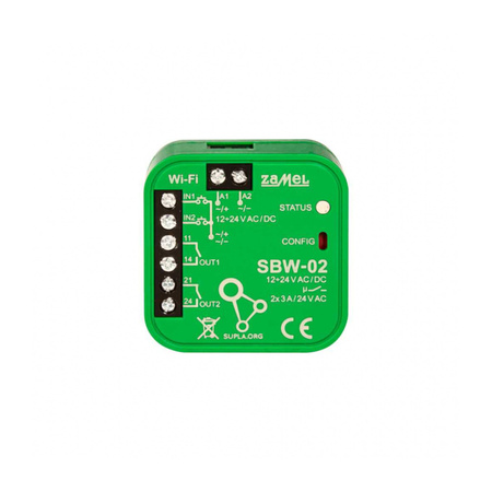 Sterownik bramowy WIFI 2-kanałowy SBW-02 SUPLA Zamel SPL10000019