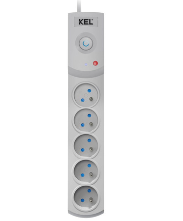 Przedłużacz  przeciwprzepięciowy 5-gniazd 5m szary 10A 2300W Plastrol W-100036