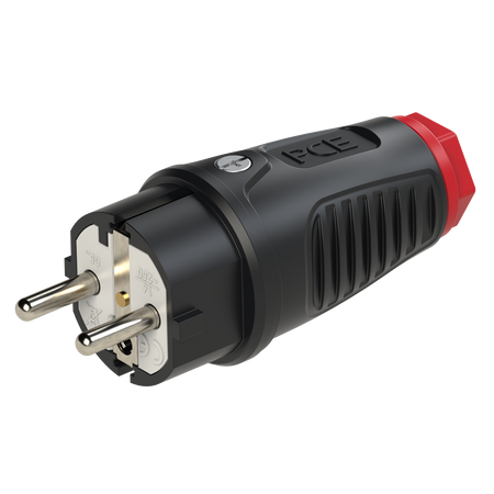 Wtyczka gumowa z uziemieniem czarna IP44 PCE 0521-SR