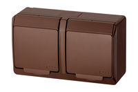 Gniazdo podwójne natynkowe hermetyczne brązowy IP44 HERMES 0322-06