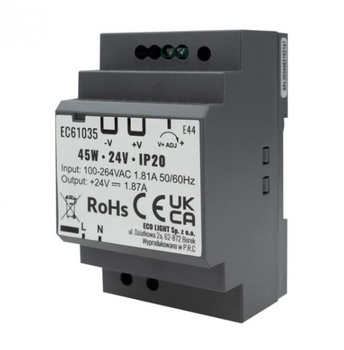 Zasilacz na szynę DIN 45W 24V IP20 Eco Light EC61035
