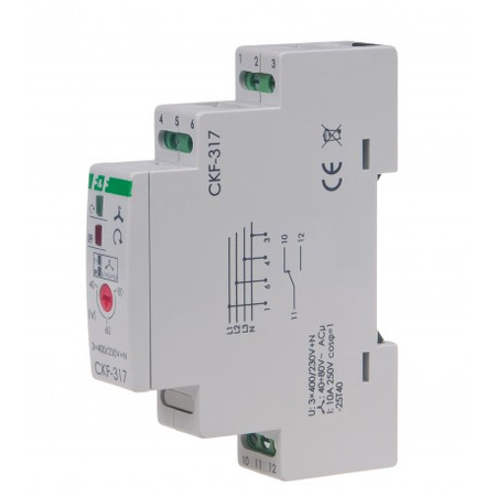 Przekaźnik kolejności, zaniku i asymetrii faz 10A 1P 4sek 40-80V F&F CKF-317