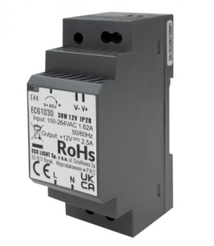 Zasilacz na szynę DIN 12V 30W IP20 PREMIUM Eco Light EC61030