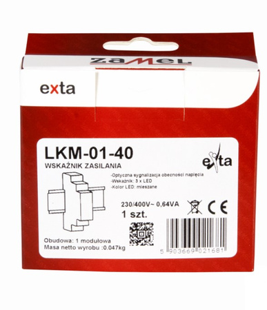 Lampka modułowa czerwona/zielona/żółta 230-400V AC LKM-01-40 EXT10000039