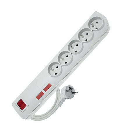 Przedłużacz przeciwprzepięciowy 5-gniazda z/u 5m szary Elgotech PSF2-505