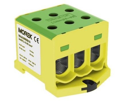 Złączka szynowa potrójna  żółto-zielony 3 x 6-95mm 1000V OTL95-3 Morek MAA3095Y10
