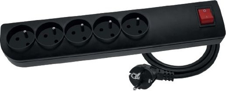 Przedłużacz przeciwprzepięciowy 5 gniazd 3m czarny Elgotech PSF3-503-2