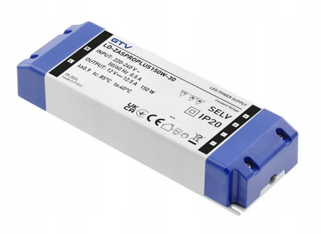 Zasilacz LED PRO+ 150W 12V DC IP20 wym.205x71x35 mm GTV LD-ZASPROPLUS150W-30