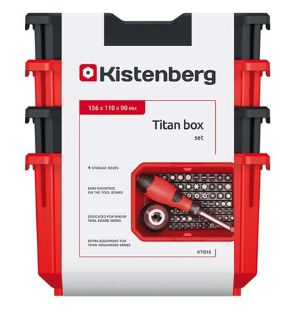 Zestaw 4szt pojemników czerwonych TITAN BOX Kistenberg KTIS16