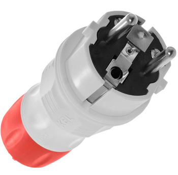 Wtyczka hermetyczna z uziemieniem IP54 16A 2P+Z 250V szary-czerwony Plastrol W-98000