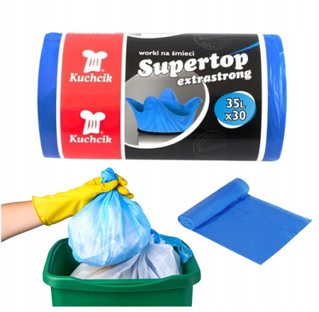 Worki na śmieci niebieskie Supertop 35L 30 szt Kuchcik