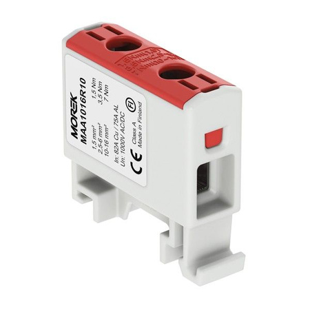 Złączka szynowa czerwona 1,5-16mm Morek MAA1016R10