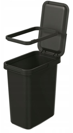 Kosz z pokrywą na śmieci czarny z recyklingu SYSTEMA NKS12-S411