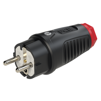 Wtyczka gumowa z uziemieniem czarna IP44 PCE 0521-SR