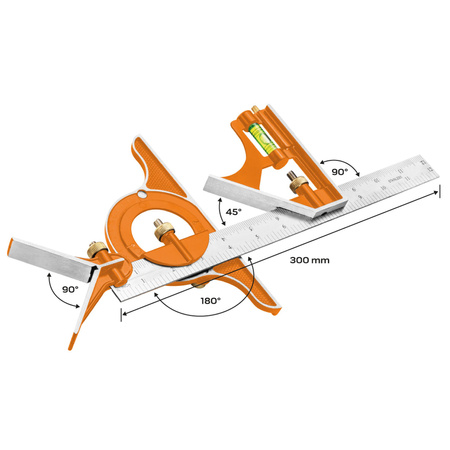Kątownik wielofunkcyjny aluminiowy 30cm NEO 72-120