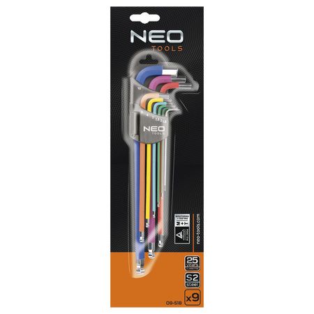 Zestaw kluczy imbusowych TORX długich T10-T50  kolor NEO 09-518 9szt.