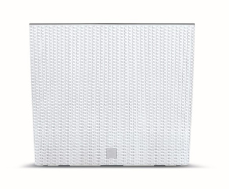 Doniczka z wkładem biała wzór rattanu RATO CASE DRC600T-S449