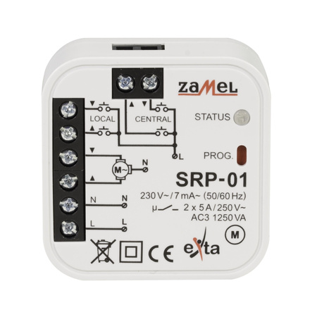 Sterownik rolet dopuszkowy 5A AC-3 230V 0-2min SRP-01 Zamel EXT10000126
