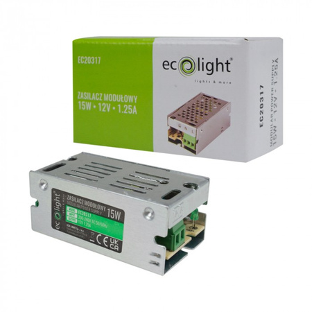 Zasilacz LED slim 15W 12V 1,25A IP20 Eco Light EC20317