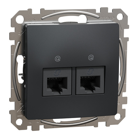 Gniazdo komputerowe podwójne RJ45 kat.6 czarny antracyt Sedna Design&Elements SDD114462 Schneider